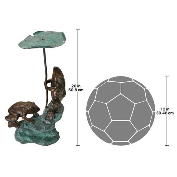 Fountain Lily Pad Umbrella Frogs Cast Bronze Piped Garden Statue Spouts Water